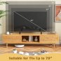 1PC 63 Inches Mid Century Modern Bamboo TV Stand with Sliding Doors TV Stand