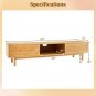 1PC 63 Inches Mid Century Modern Bamboo TV Stand with Sliding Doors TV Stand