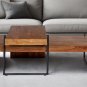 Set Of Two Brown Solid Wood And Wood Nested Coffee Tables
