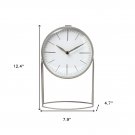 12" Gray Metal Table Clock