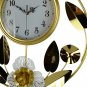 20" ROUND GOLD & WHT FLORAL WALL CLOCK