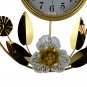 20" ROUND GOLD & WHT FLORAL WALL CLOCK