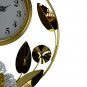 20" ROUND GOLD & WHT FLORAL WALL CLOCK