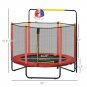 Qaba Kids Trampoline with Net, Basketball Hoop, Horizontal Bar Indoor, Red