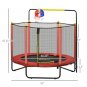 Qaba Kids Trampoline with Net, Basketball Hoop, Horizontal Bar Indoor, Red