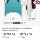 Water sea scooter underwater thruster Diving Propulsion Vehivle