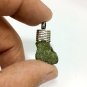 NATURAL CZECH MOLDAVITE GREEN CRYSTAL STONE HAND CARVED SILVER PENDANT 037