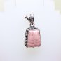 PINK RHODOCHROSITE GREAT COLOR AND STRIPE PATTERN HAND CRAFTED IN SILVER AMULET
