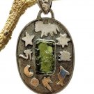 NATURAL CZECH MOLDAVITE AMULET 10 occult wicca pagan handmade silver pendant