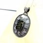 NATURAL CZECH MOLDAVITE AMULET 10 occult wicca pagan handmade silver pendant
