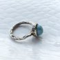 larimar ring, larimar ring size 6.50, real larimar gemstone silver handmade ring