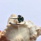 emeral ring, raw emerald ring, natural emerald adjustable silver ring