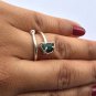 emeral ring, raw emerald ring, natural emerald adjustable silver ring
