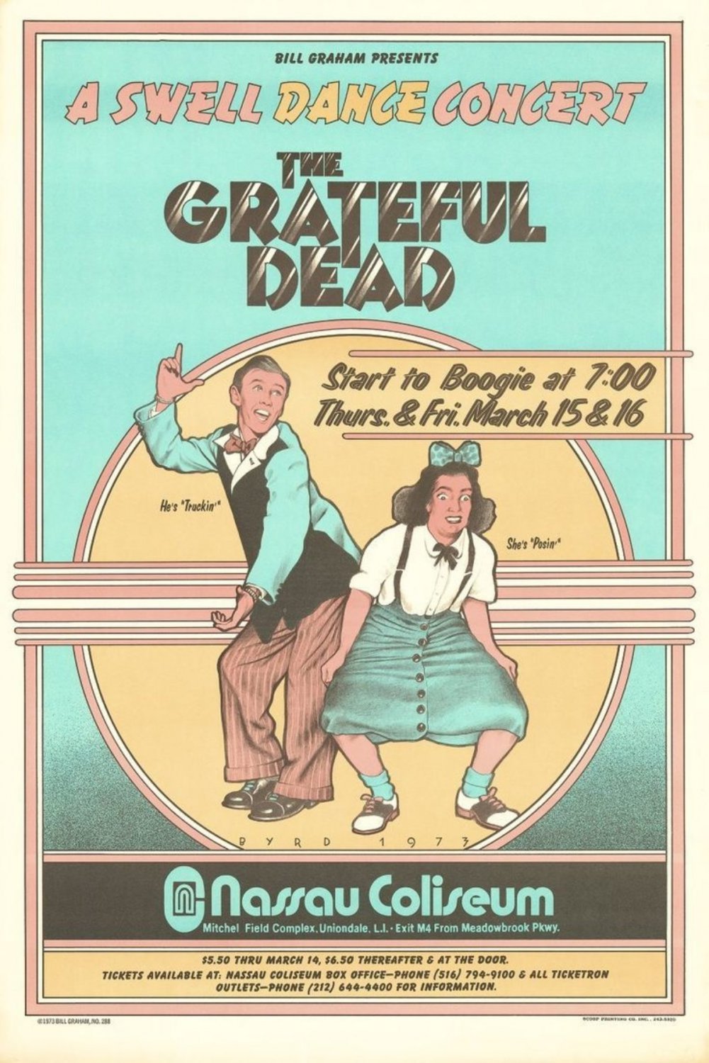 Grateful Dead 1973 Nassau Poster 12x19 inches