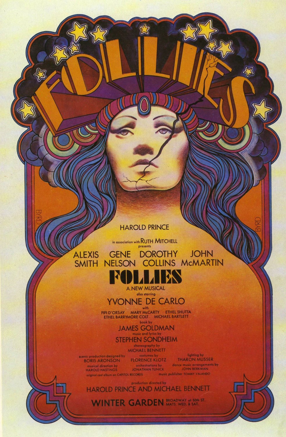 Follies 1971 Broadway Show Poster 12x19 inches