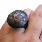Dome. oxidized copper ring, open, adjustable ring, fits all