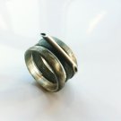Pair. simple, multi ring, handcrafted silver ring, oxidized black.