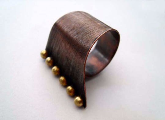 Asymmetrical. copper adjustable ring, handmade metal ring