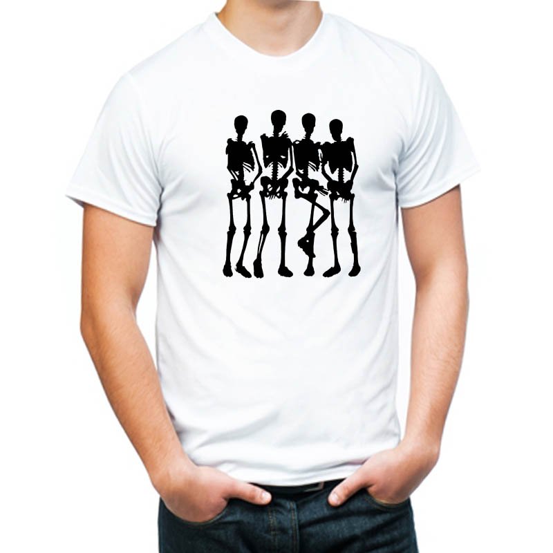 dancing skeleton white tshirt for men