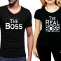 the boss and Real boss  2 pieces couple White tshirt for  men and women