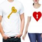 key and locked heart 2 pieces couple tshirt for men and women