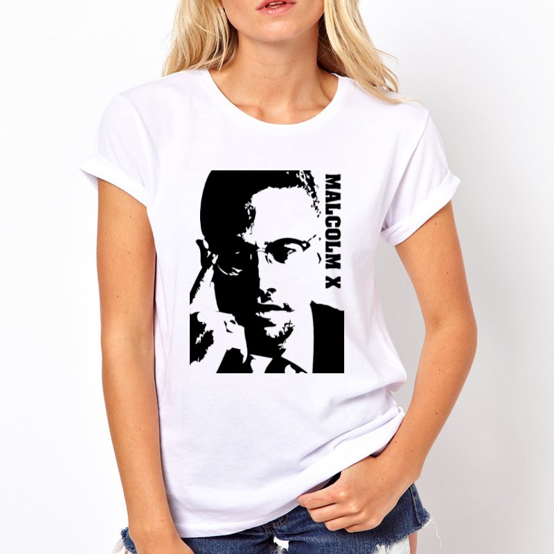 Malcolm X high quality cheapest price white tshirt for  women and Girls