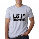 Cat Lover high quality  grey tshirt  for men