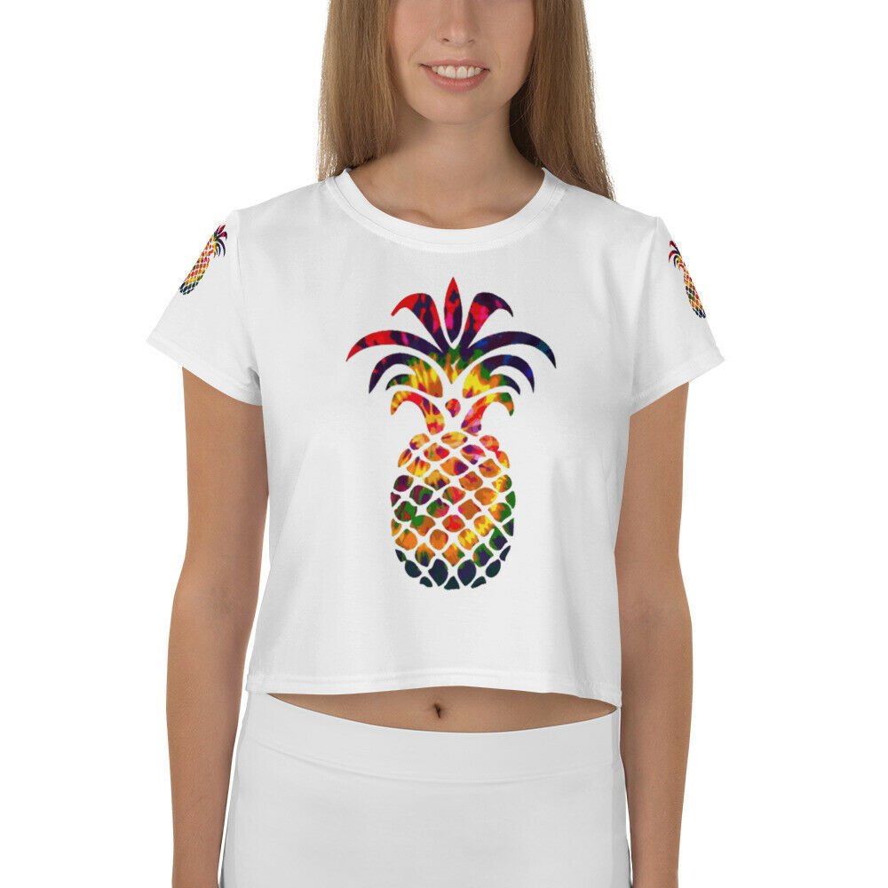 pineapple all over crop tees for women and Girls
