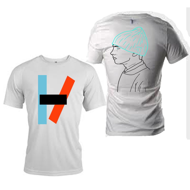 twenty one pilots back and front both side printed high quality White unisex tshirt