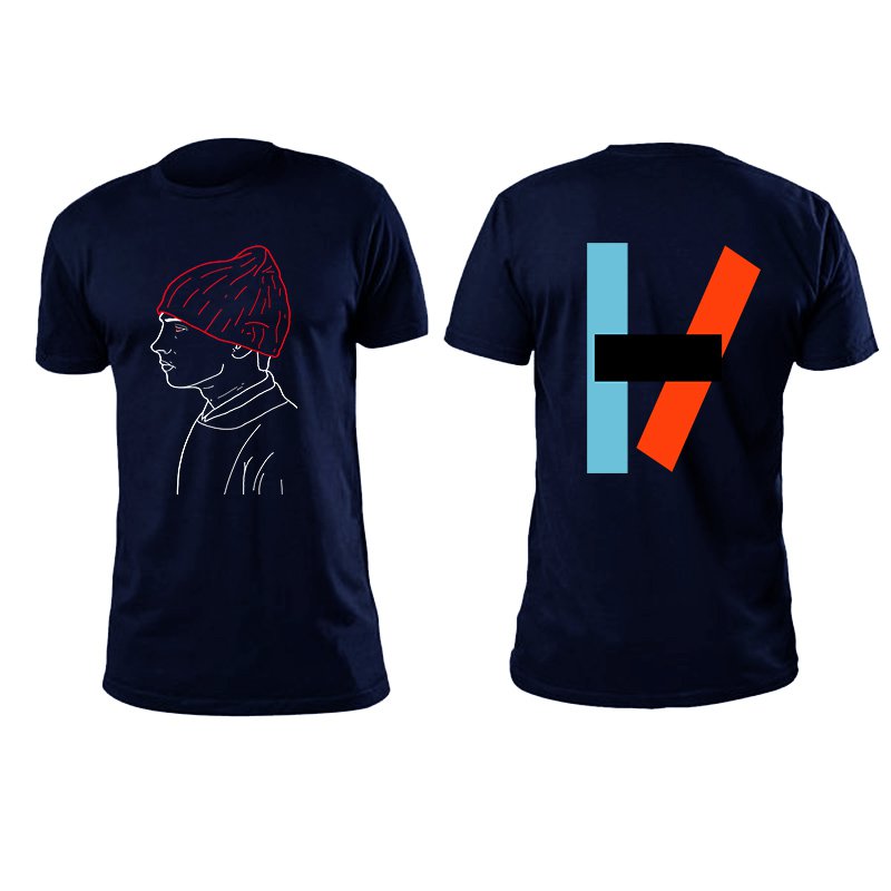 twenty one pilots front and back both side printed high quality blue unisex tshirt