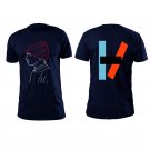 twenty one pilots front and back both side printed high quality blue unisex tshirt
