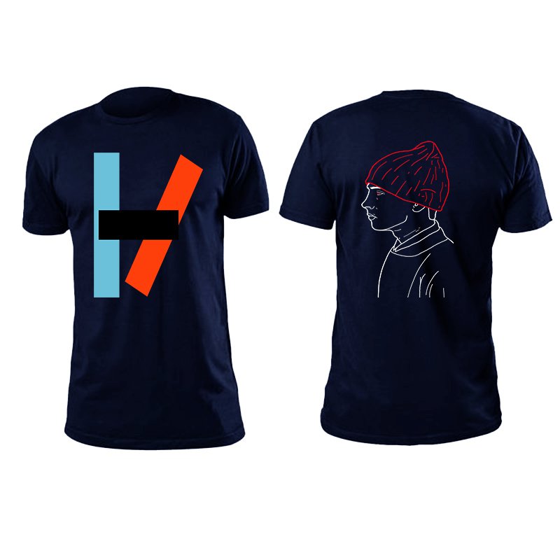 twenty one pilots back and front both side printed high quality blue unisex tshirt