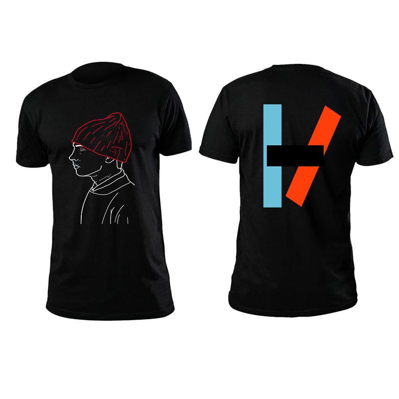 twenty one pilots front and back both side printed high quality black unisex tshirt