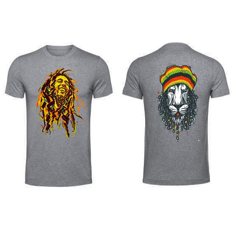 Bob Marley Front and back both side printed high quality Gray unisex tshirt