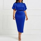 Evening Party Date Women Vintage Ruffle Blue Purple Bodycon Dress