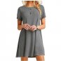 High Quality Women Black Blue Dress Summer Short Sleeve