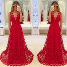 hirigin Elegant Women Floral Lace Hollow Out Long Maxi Dress