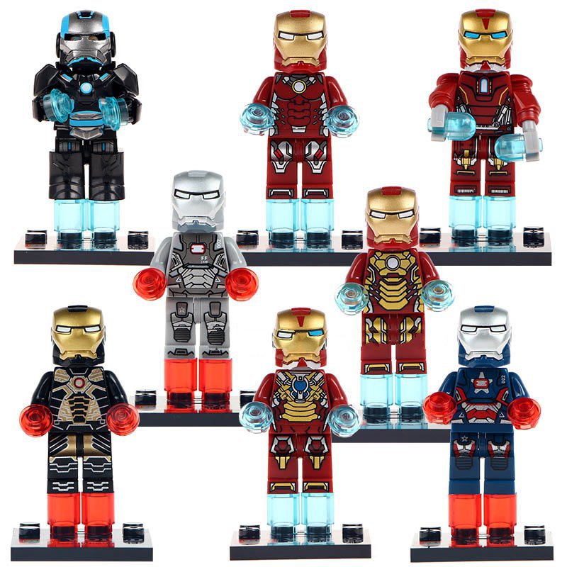 8pcs Set Ironman War Machine Mk1 Mk46 Superheroes Lego