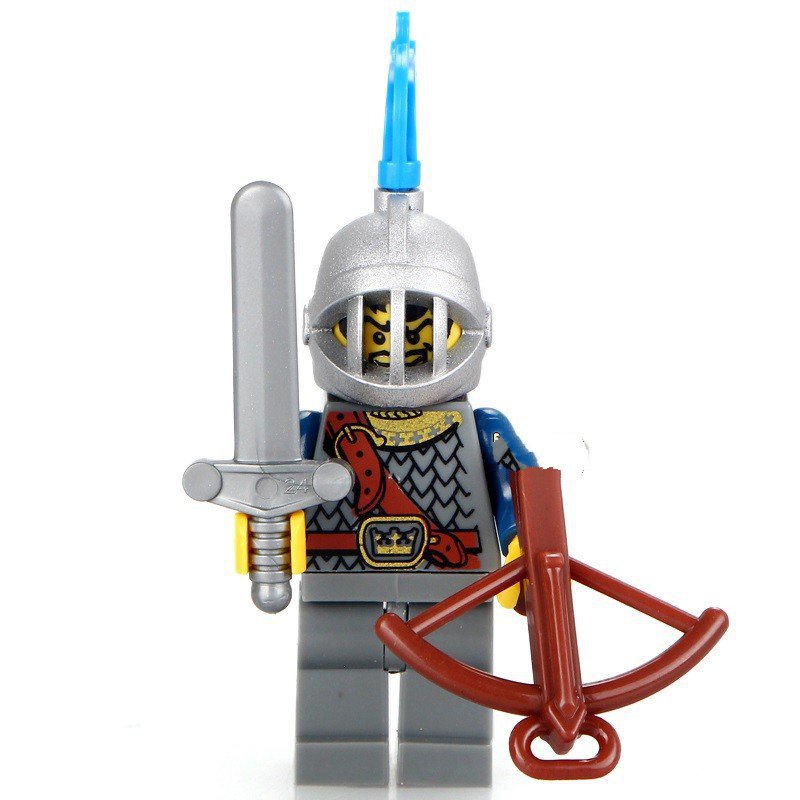 Medieval Castle Blue Lion Knight Heavy Infantry Lego Superheroes Minifigure Block Toys