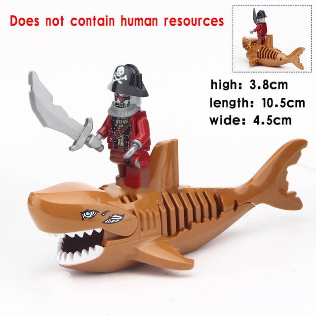 Light Coffee Shark Lego Animal Theme Superheroes Minifigure Block Toys