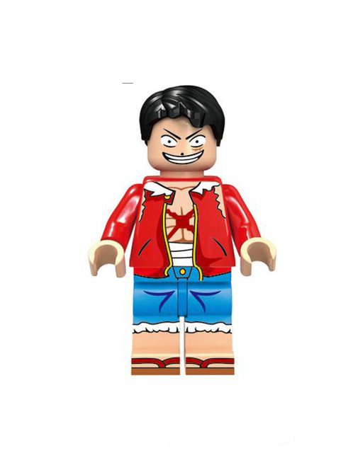 Monkey D luffy Without Straw Hat Lego One Piece Anime Theme Superheroes  Minifigure Block Toys
