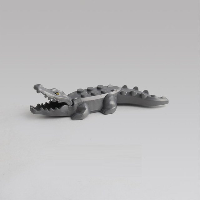Grey Crocodile Lego Animal Theme Superheroes Minifigure Block Toys