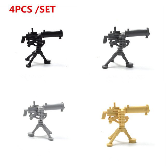 4pcs Machine Gun Weapon Military Lego Accessories Minifigure Building Block Toys