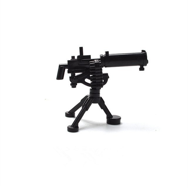 Black Machine Gun Weapon Military Lego Accessories Minifigure Building Block Toys