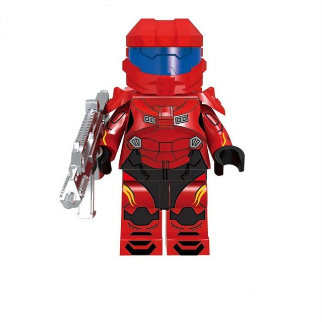 Red Halo Warior Lego Minifigure Building Block Toys