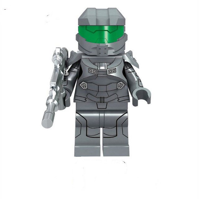 Gray Halo Warior Lego Minifigure Building Block Toys