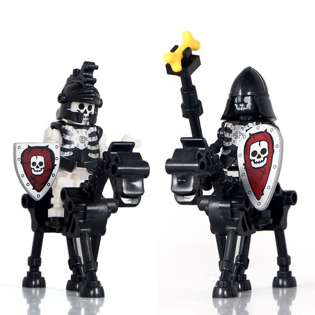 2pcs Black Skeleton Horse Knights Lego Lord Of The Rings Minifigure Block Toys