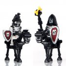 2pcs Black Skeleton Horse Knights Lego Lord Of The Rings Minifigure Block Toys