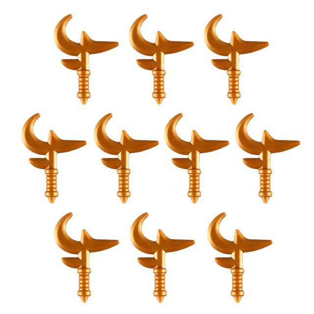 10pcs Golden Blade Axe Accessories Lego Minifigure Building Block Toys