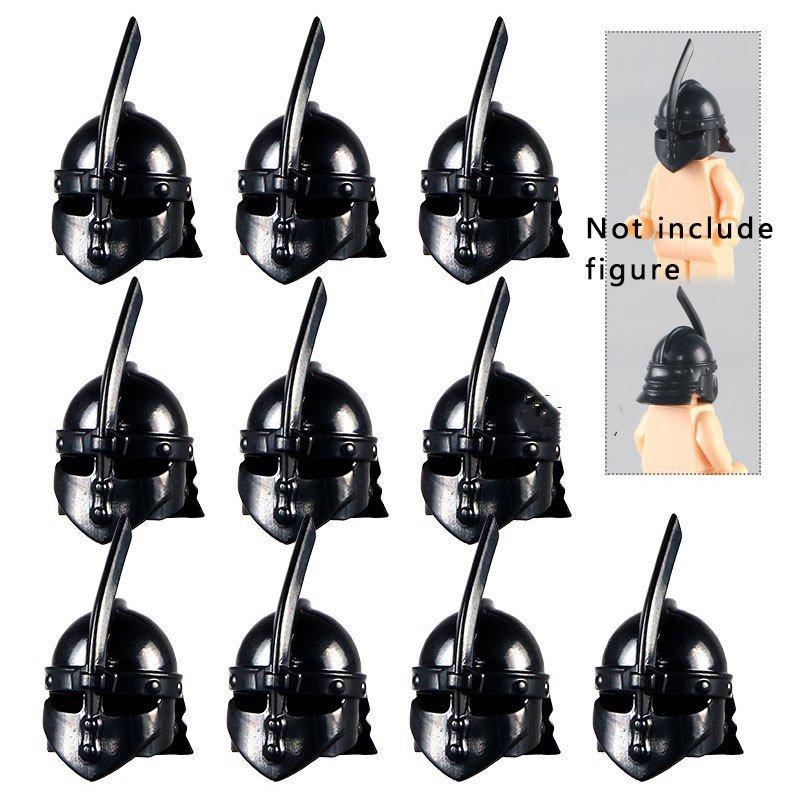 10pcs J0057 Gladiator Medieval Helmet Mask Accessories Lego Minifigure Building Block Toys
